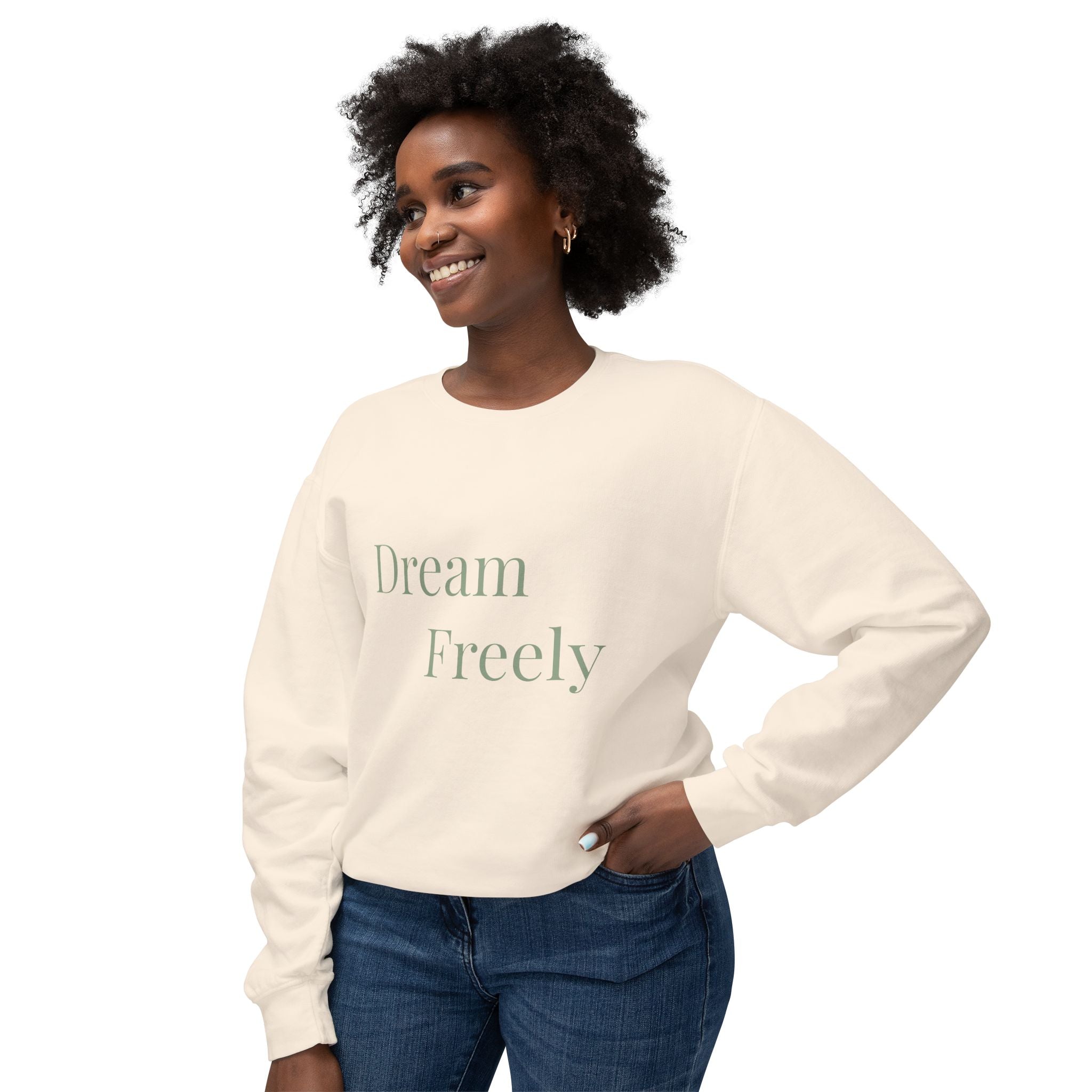 Dream Freely Unisex Lightweight Crewneck Sweatshirt, Cozy Fashion, Relaxed Fit, Gift for the Dreamers, Comfortable Layering